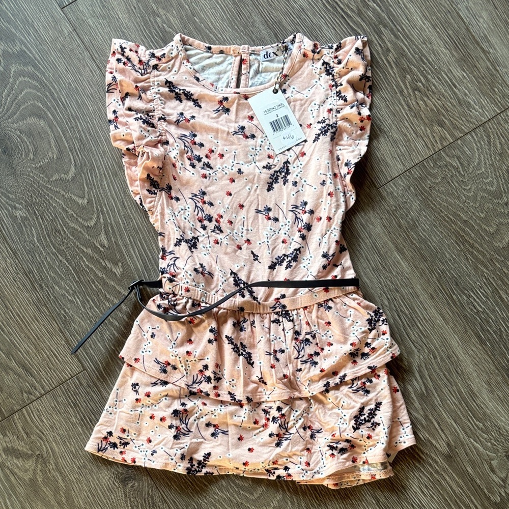 Dex Peach and Blue Floral dress